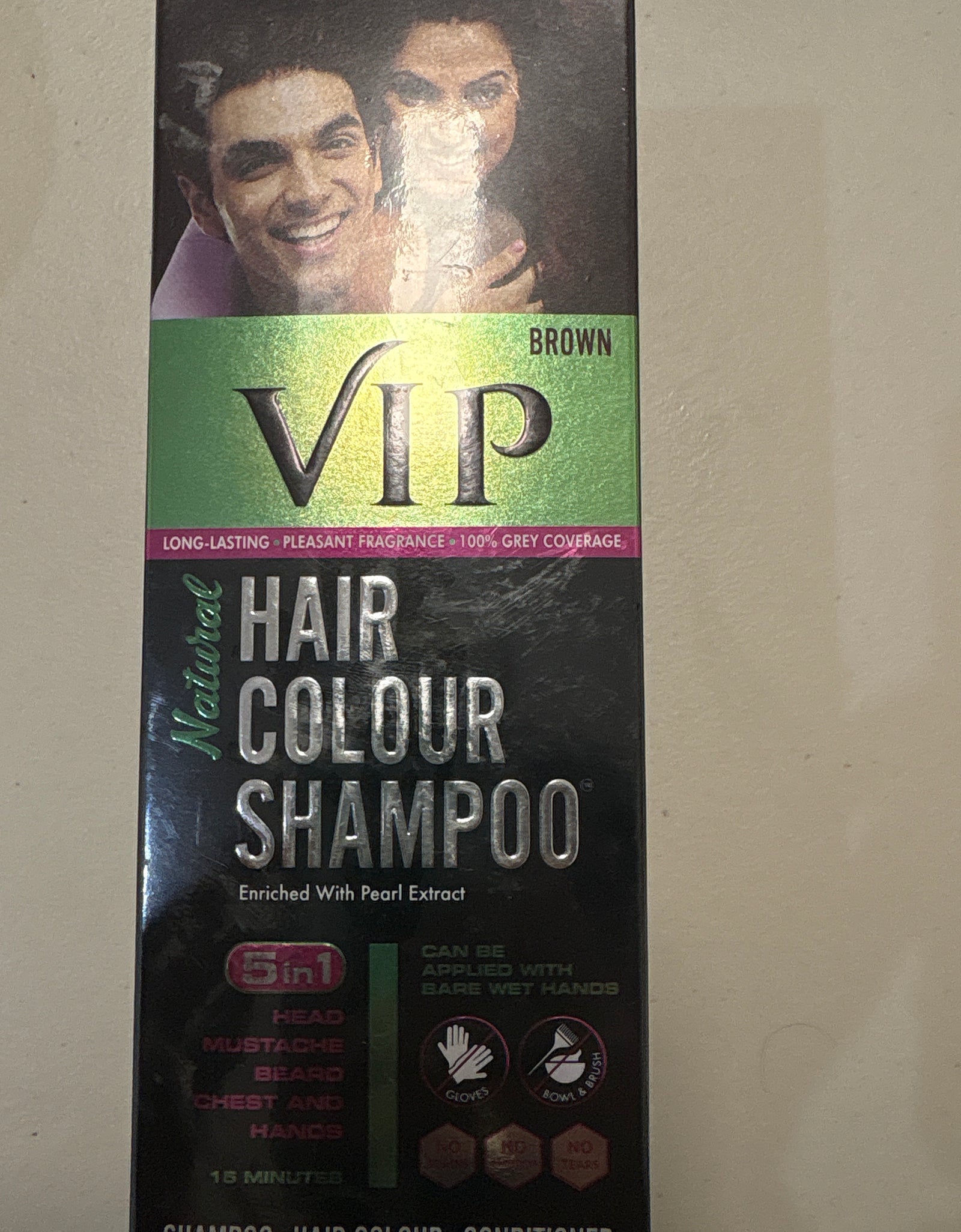 VIP hair colour shampoo brown 5 in 1