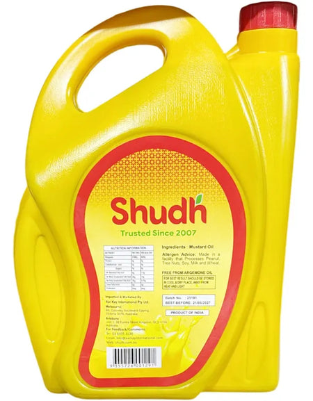 Shudh Premium Kachi Ghani Pure Mustard Oil, 5 Litre