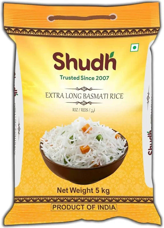 Shudh Extra Long Basmati Rice 5kg- aged rice